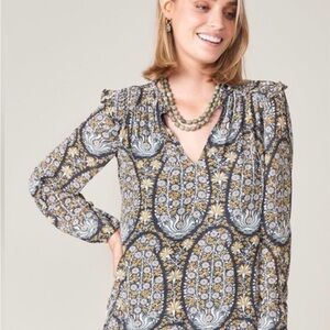 Spartina 449 Women's Blouse - Blue and Yellow Floral